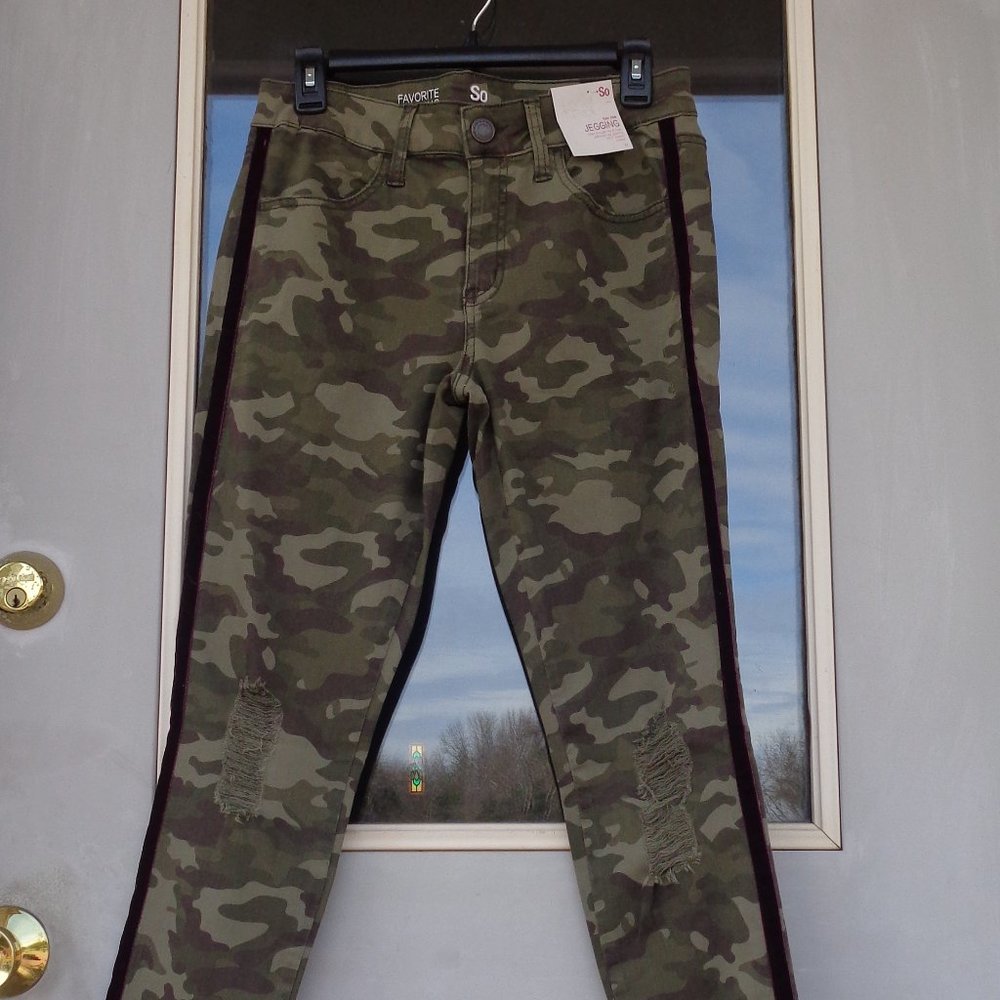 SO camo print jegging lowrise distressed jegging side stripe 11 JR - Picture 8 of 11
